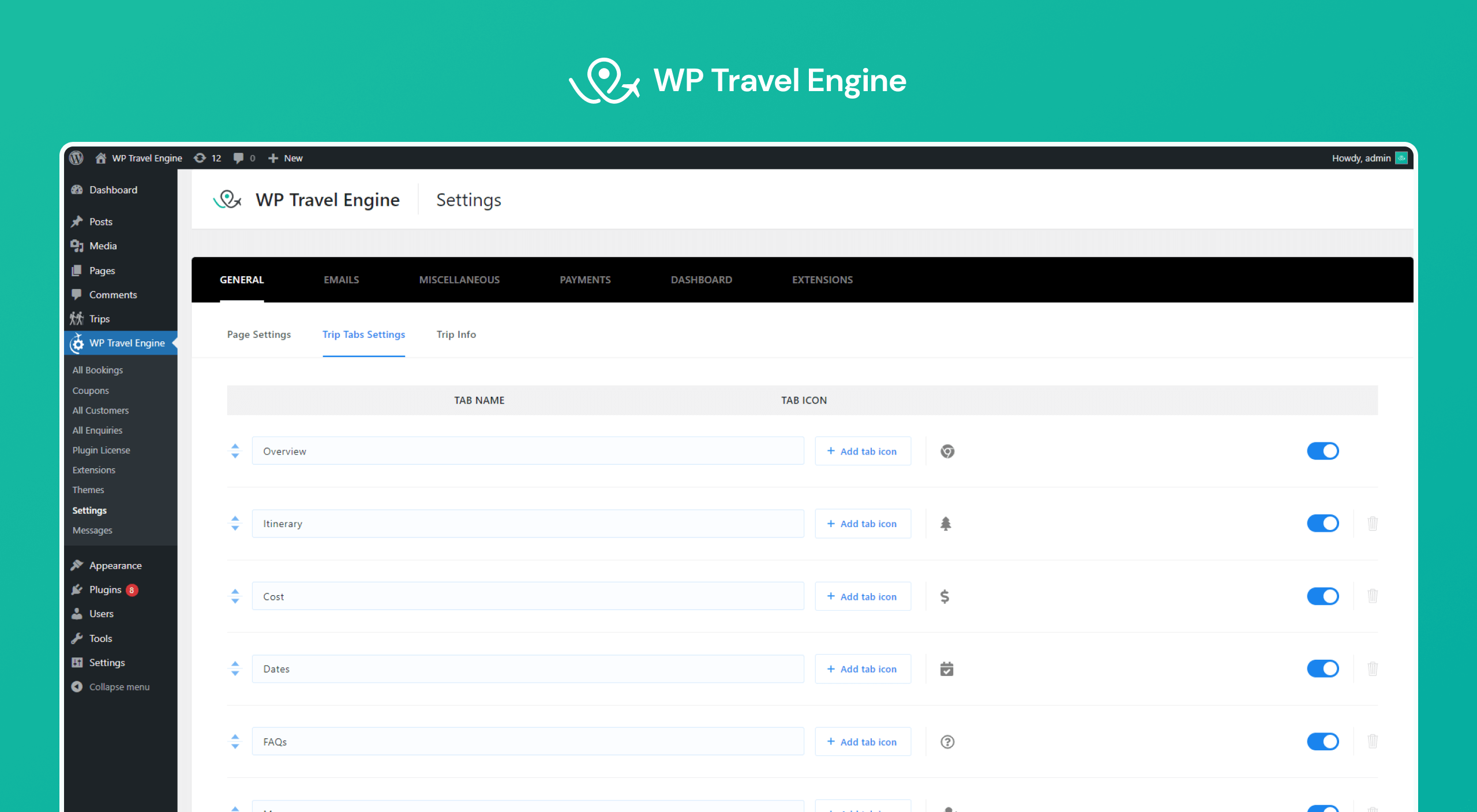 Global Settings for trips.