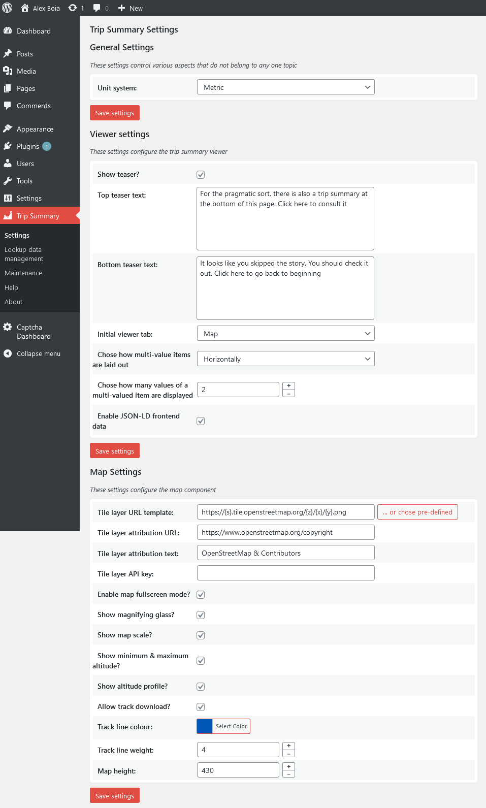 Admin - Plug-in settings editor