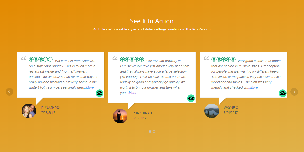 WP TripAdvisor Review Slider