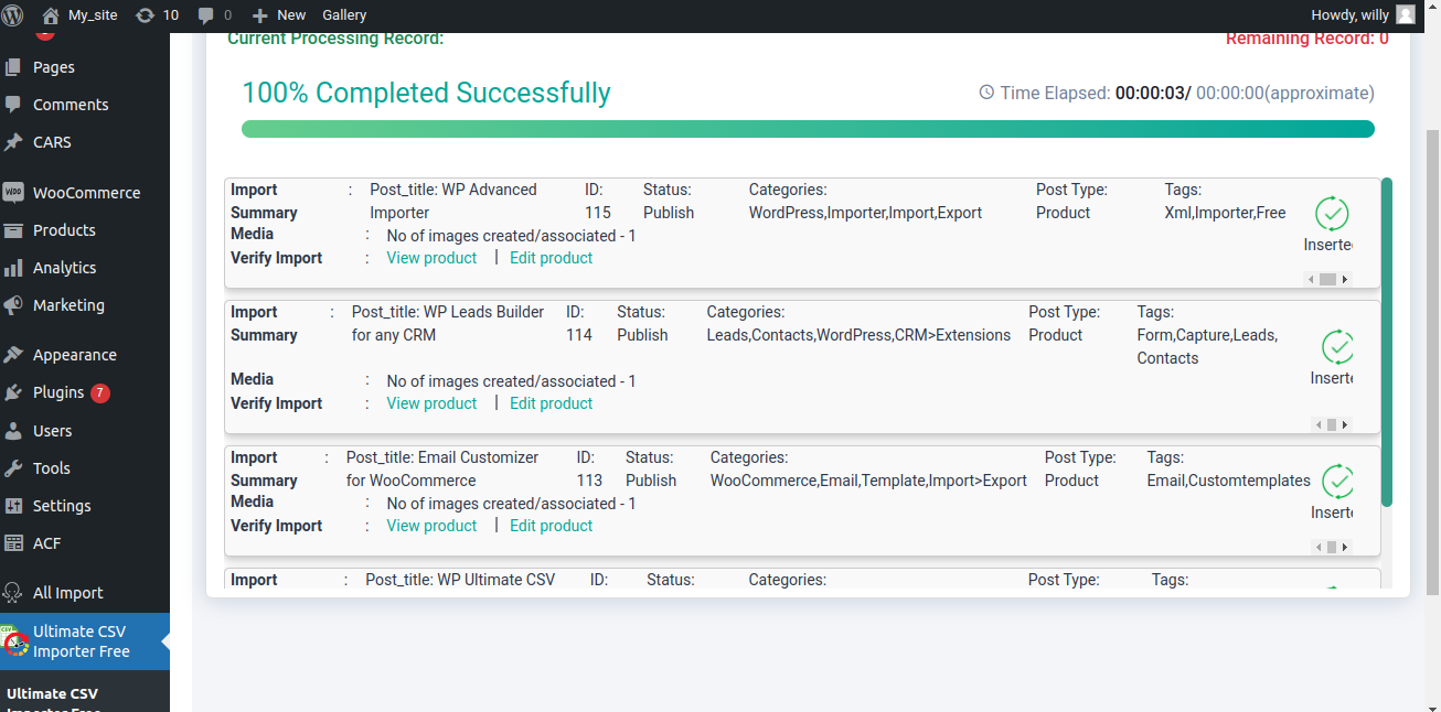 Detailed real-time log in WordPress.