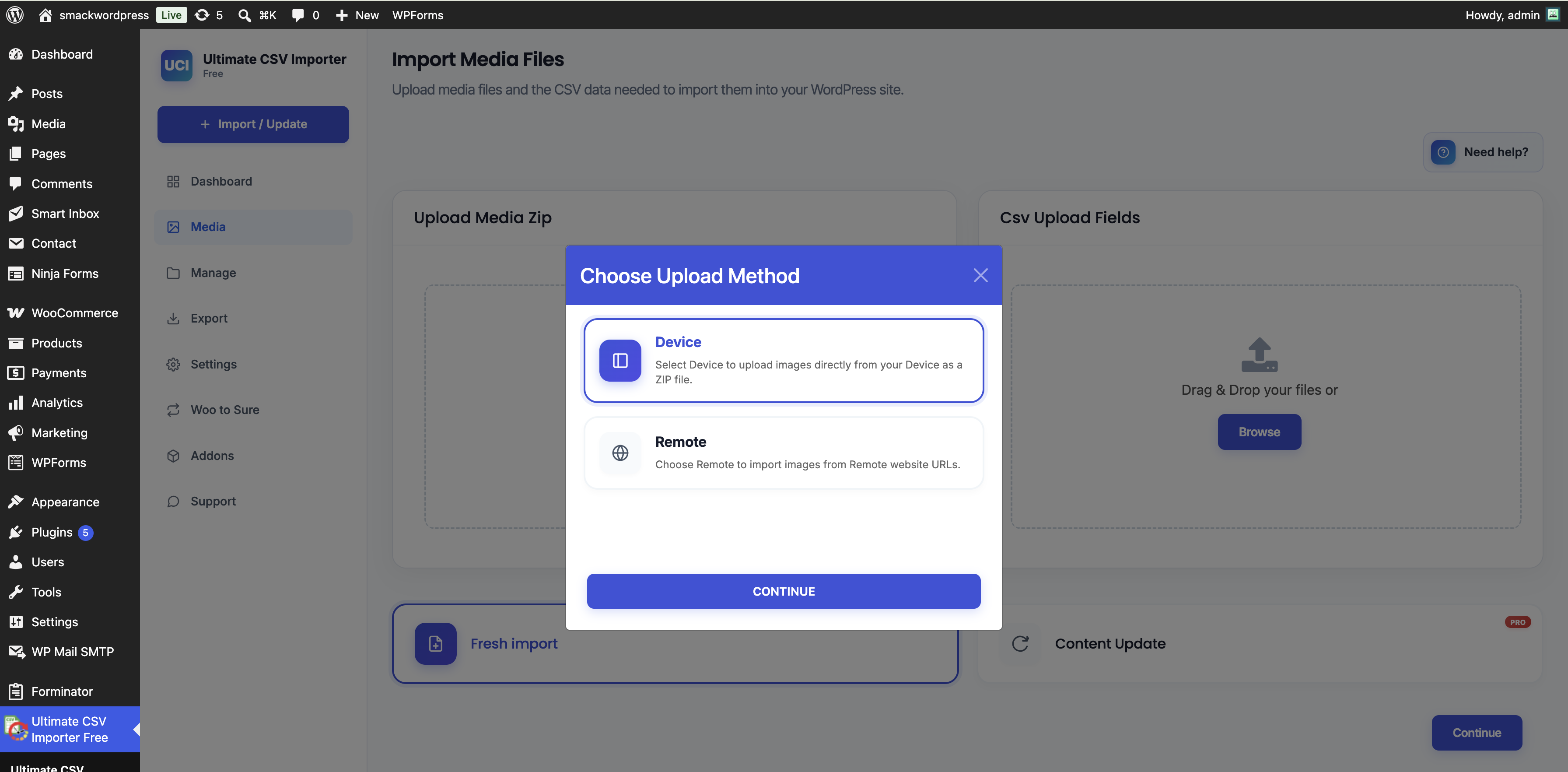 Bulk import media from files on your device