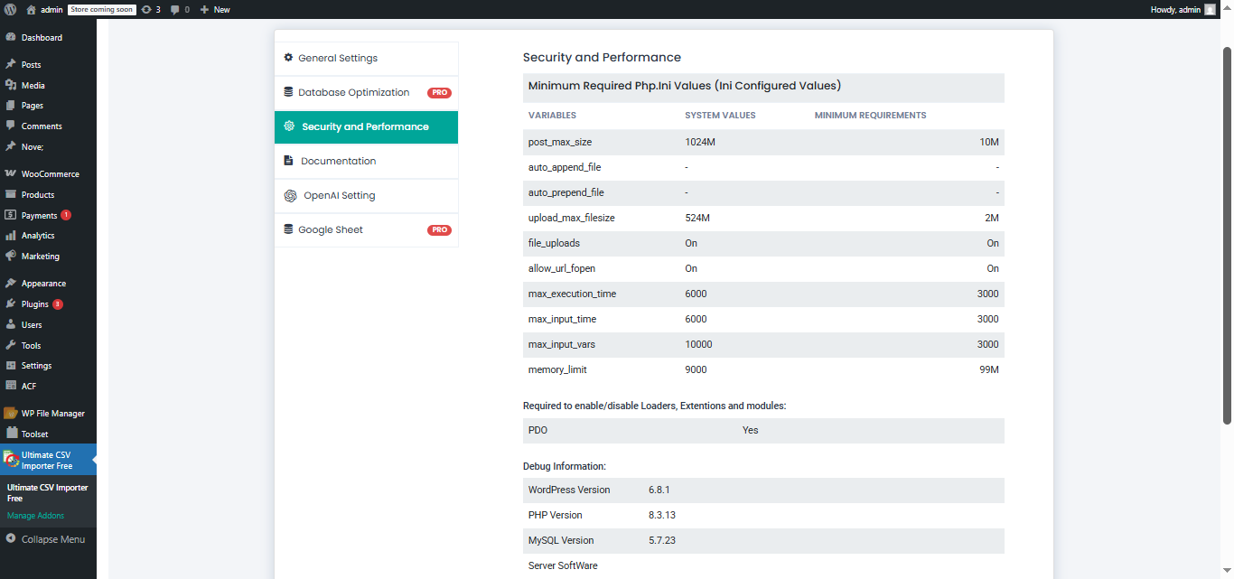 Security & Performance Section