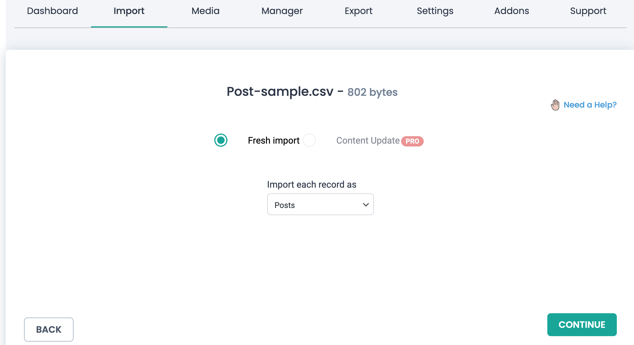 Step 2: Import Post Type Selection