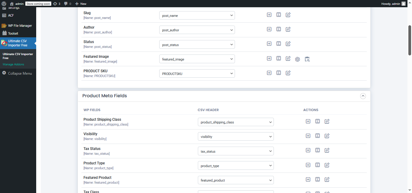 Step 3: WooCommerce Fields Mapping