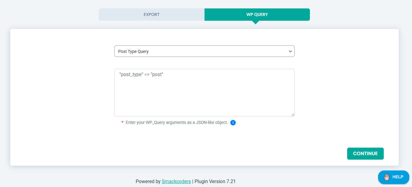 <p>Export Data with WP Query</p>