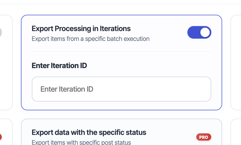 <p>Export based on iteration.</p>