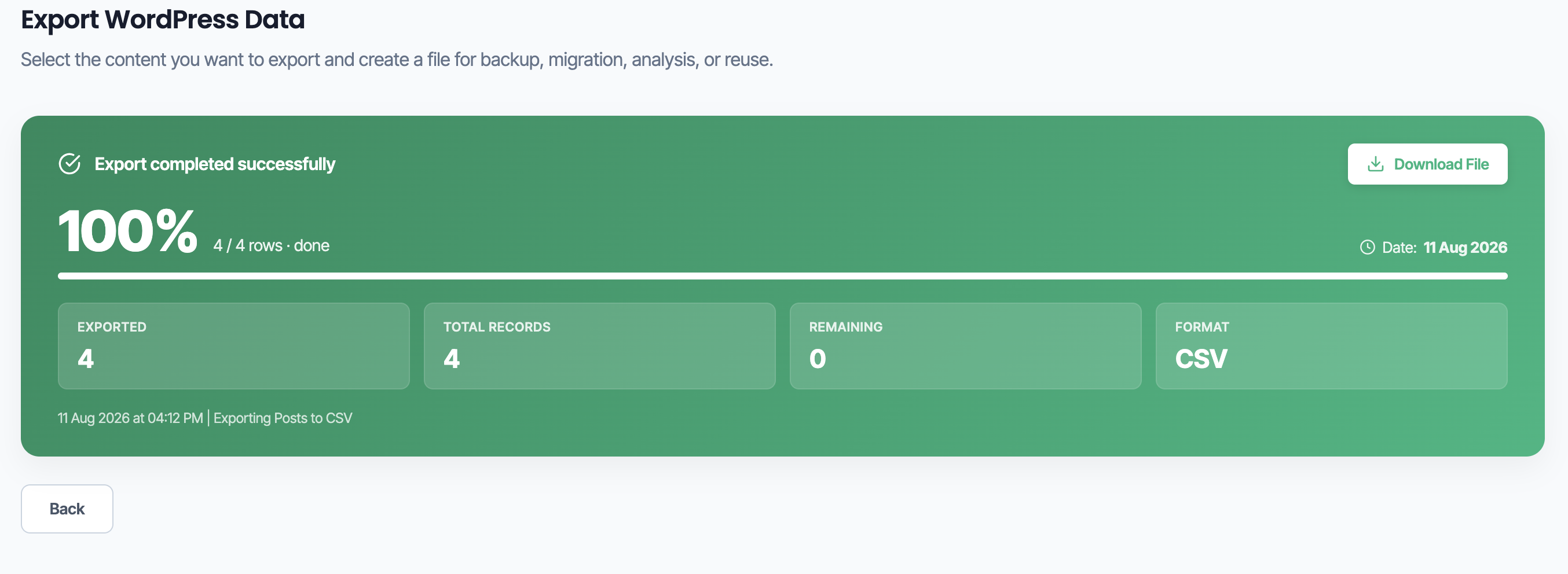 <p>Export Download Page</p>