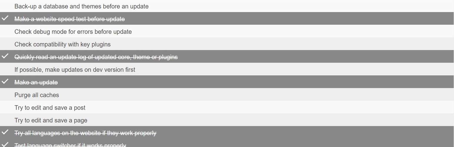 WP Update Checklist