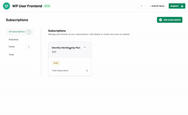 Configure seus pacotes de assinatura