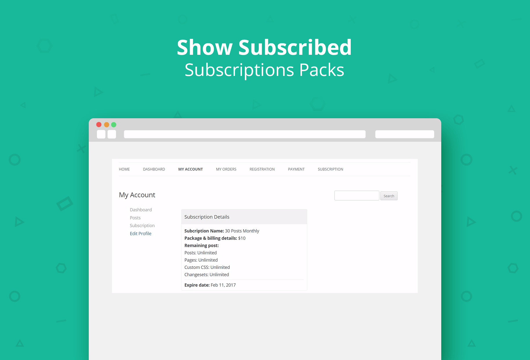 Show Subscribed Subscriptions Packs