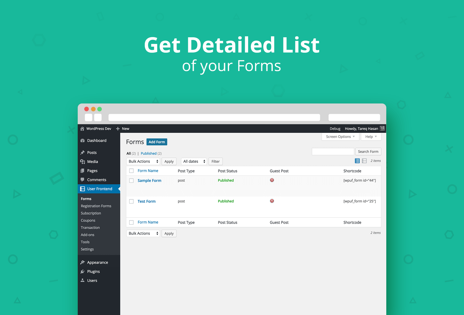 Get Detailed List of your Forms