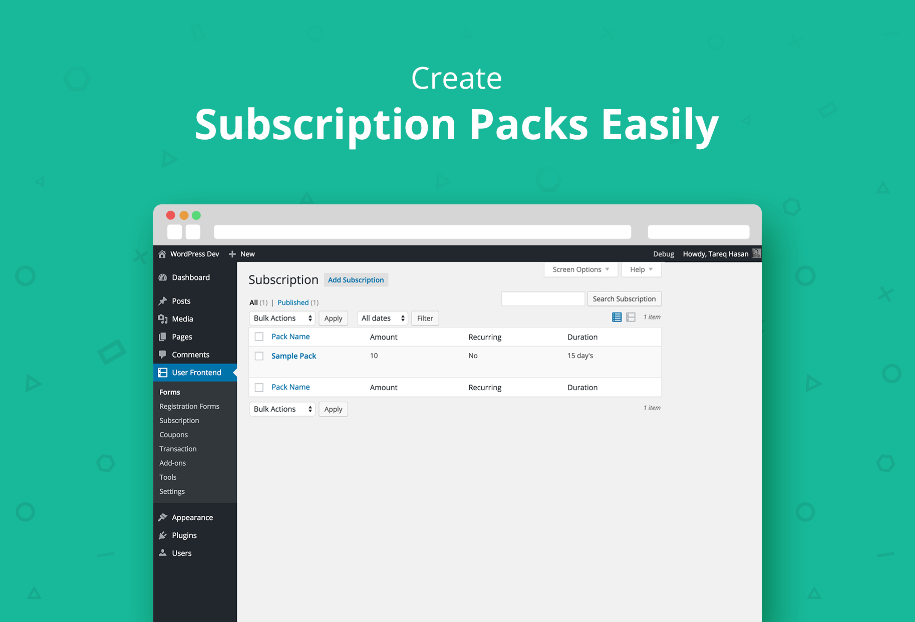 Create Subscription Packs Easily