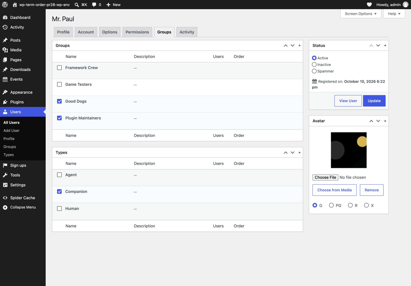 User Edit & Assignment
