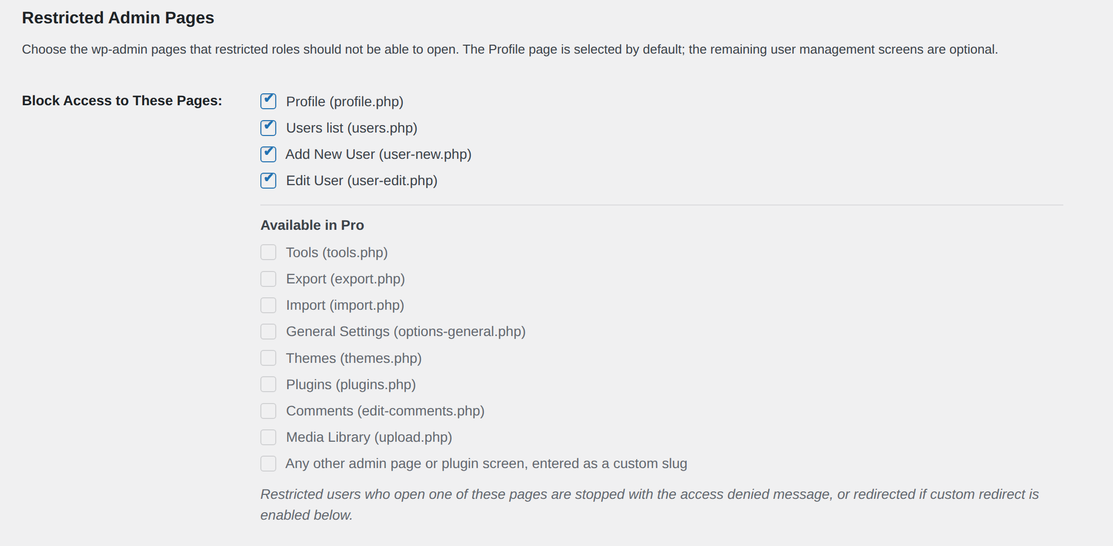 WP User Profile Restriction