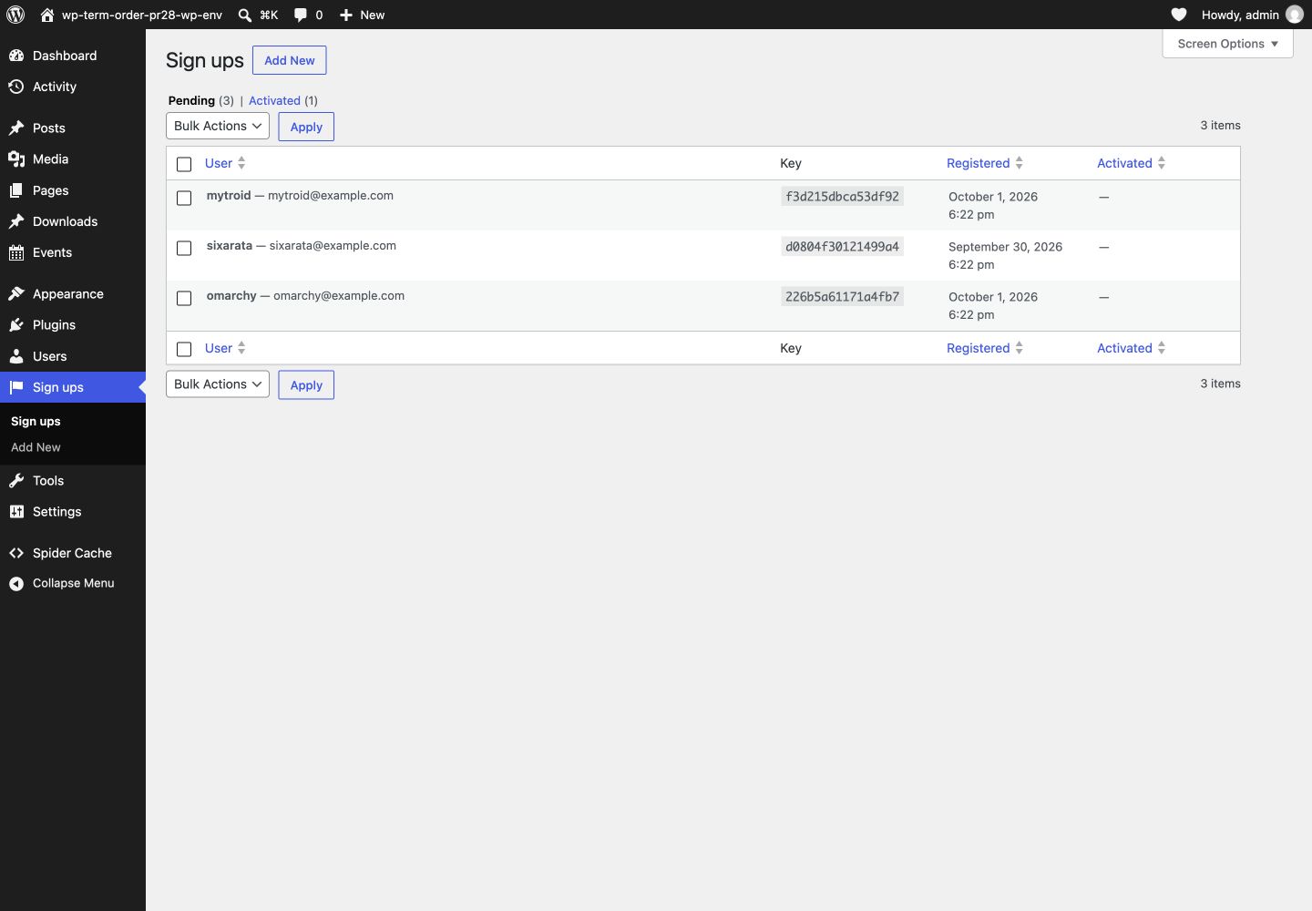 List Tables