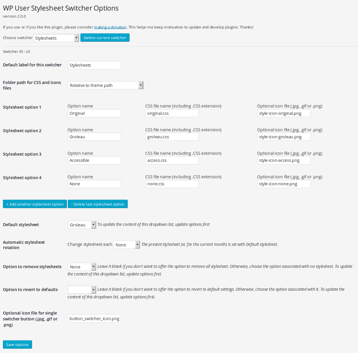 WP User Stylesheet Switcher