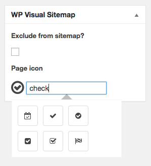 Page settings, where you can choose to exclude the page from the sitemap, and choose the icon to use.