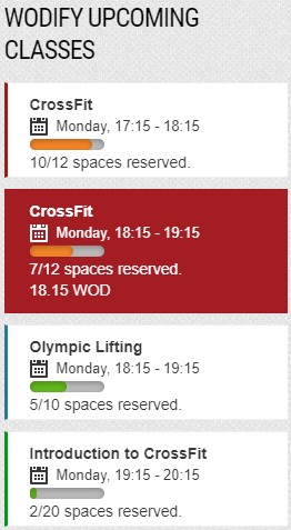 Display your upcoming classes from Wodify in a widget