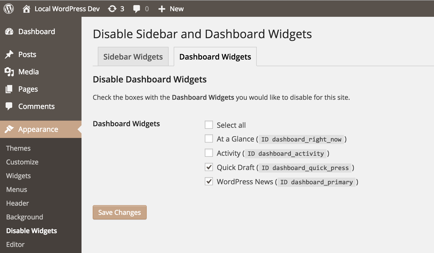 Even disable unused dashboard widgets.