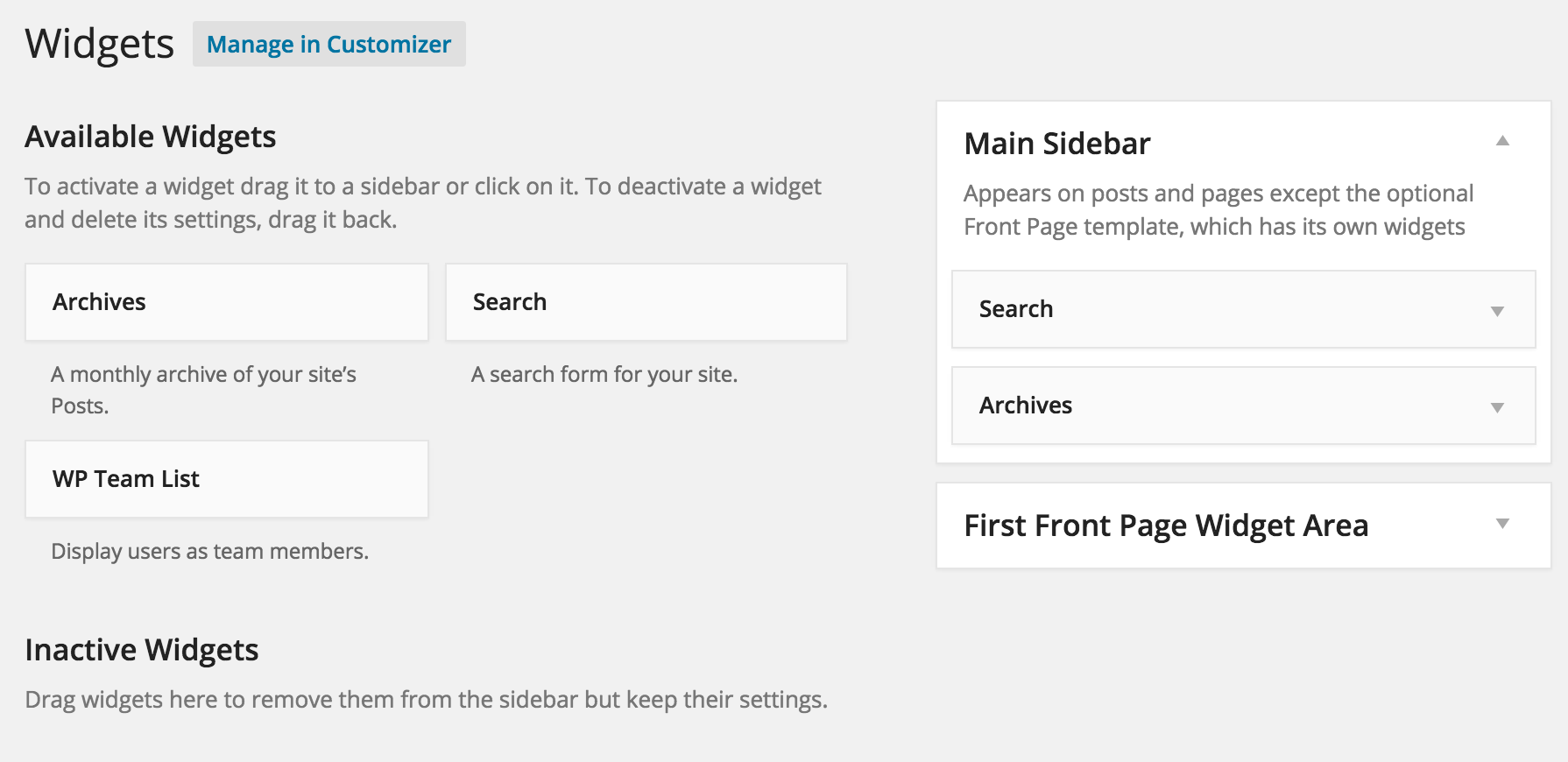 The simplified widgets overview.