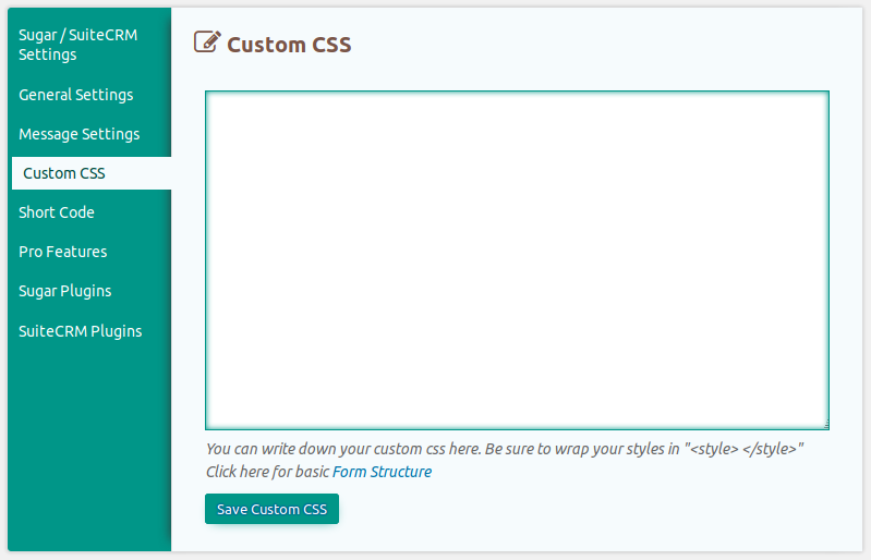 Custom CSS settings