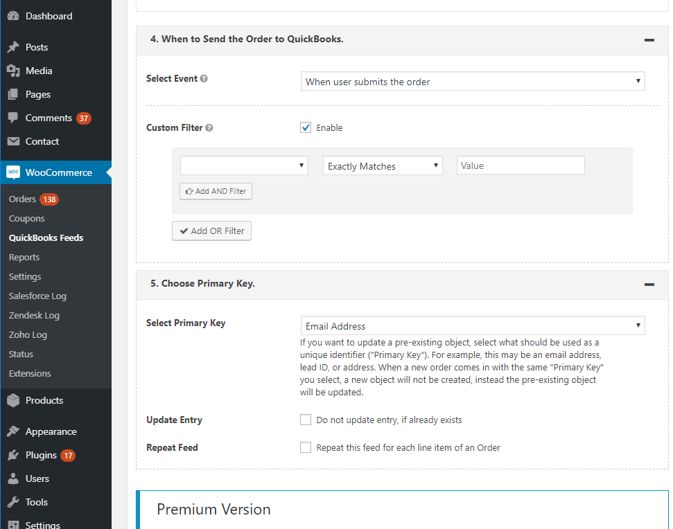 Create New Entry in QuickBooks or Update Old Entry searched By setting Primary key.