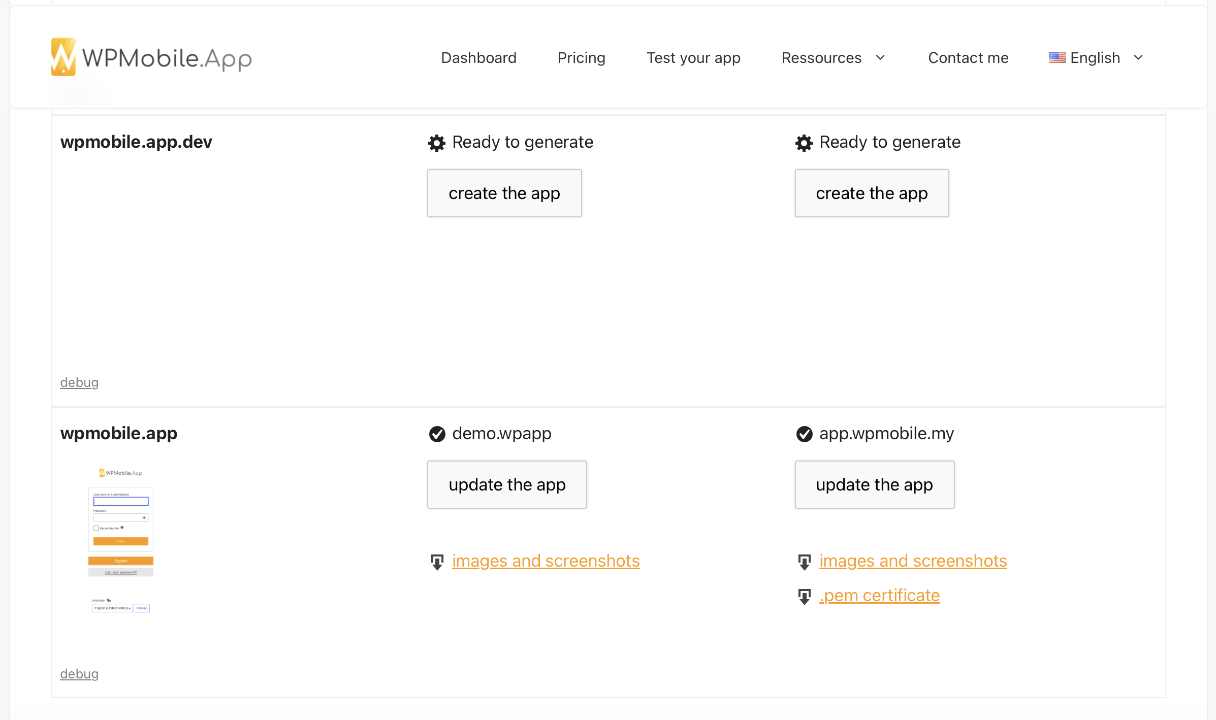 Generate and update your Android and iOS app builds from your WPMobile.App account.