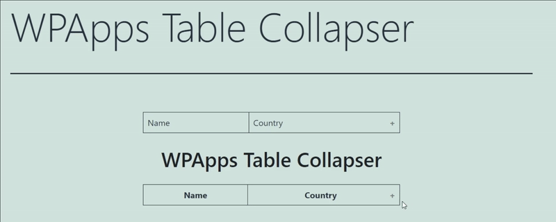 WPApps Table Collapser