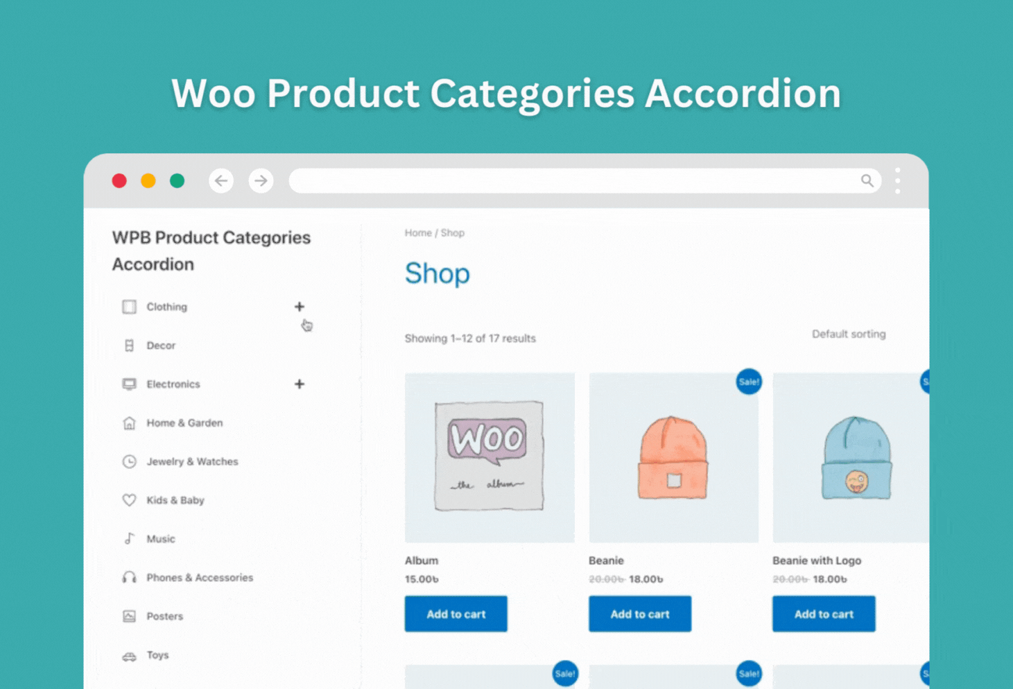 WooCommerce product category accordion.