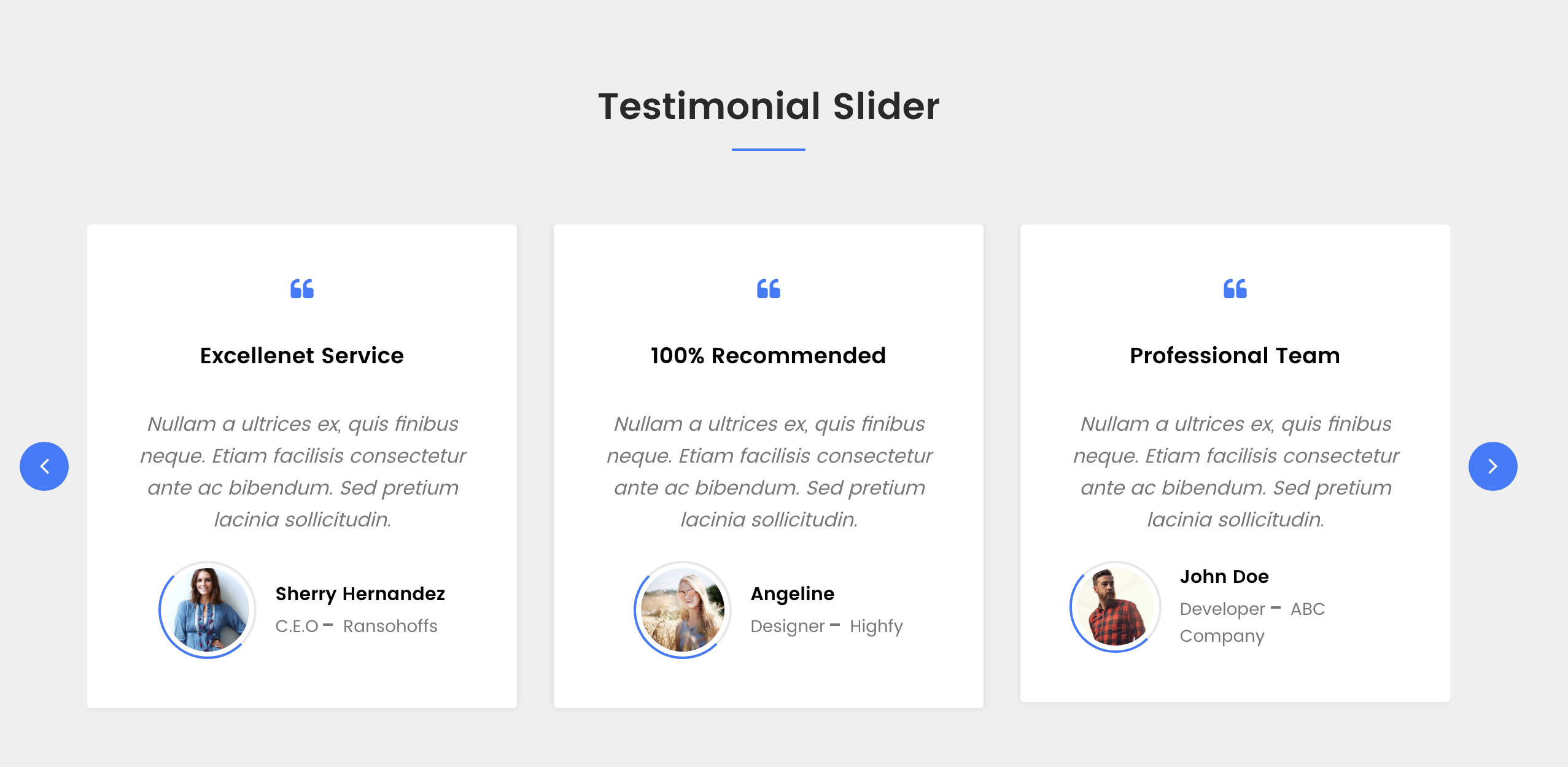 Testimonial Slider.