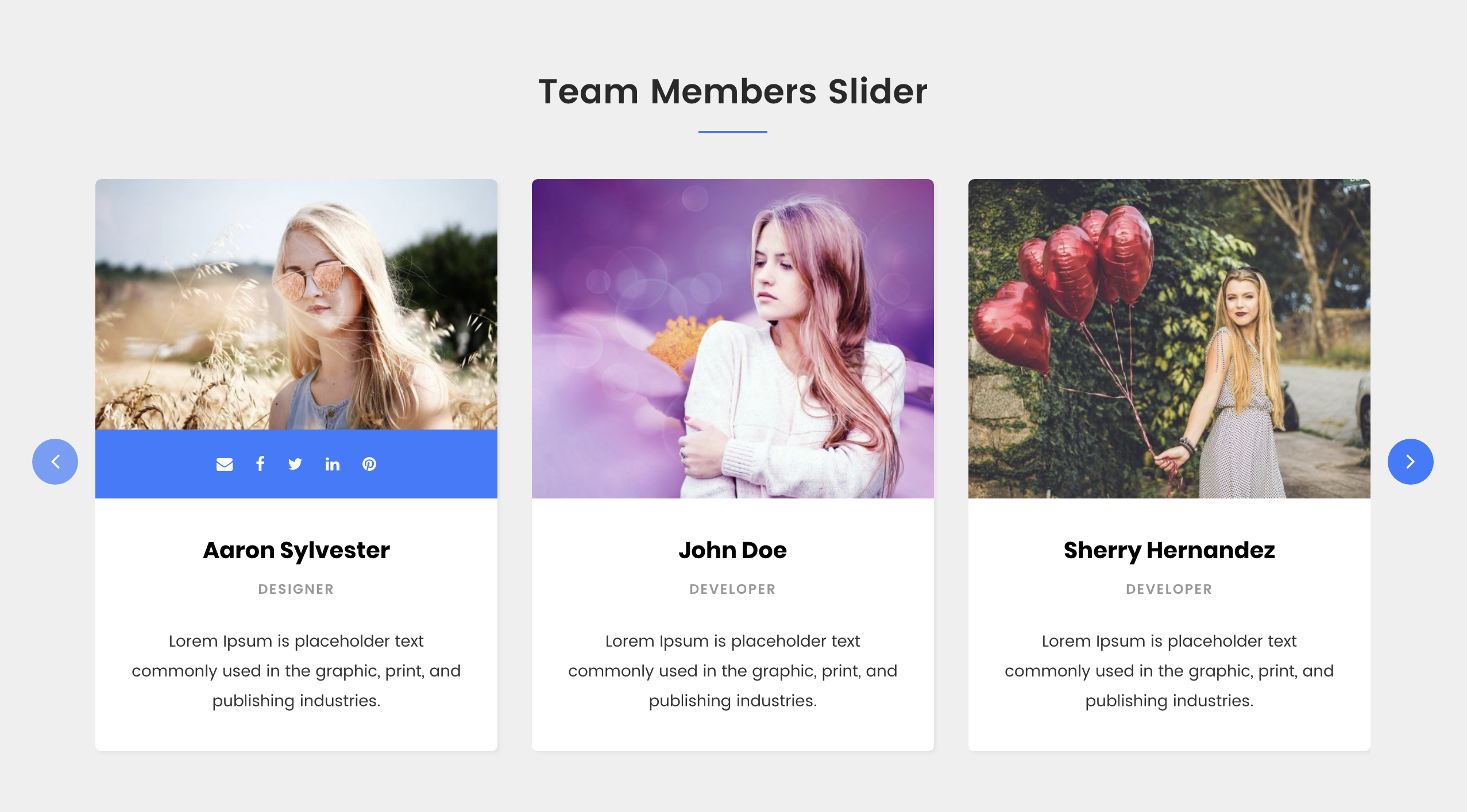 Team Members Slider.