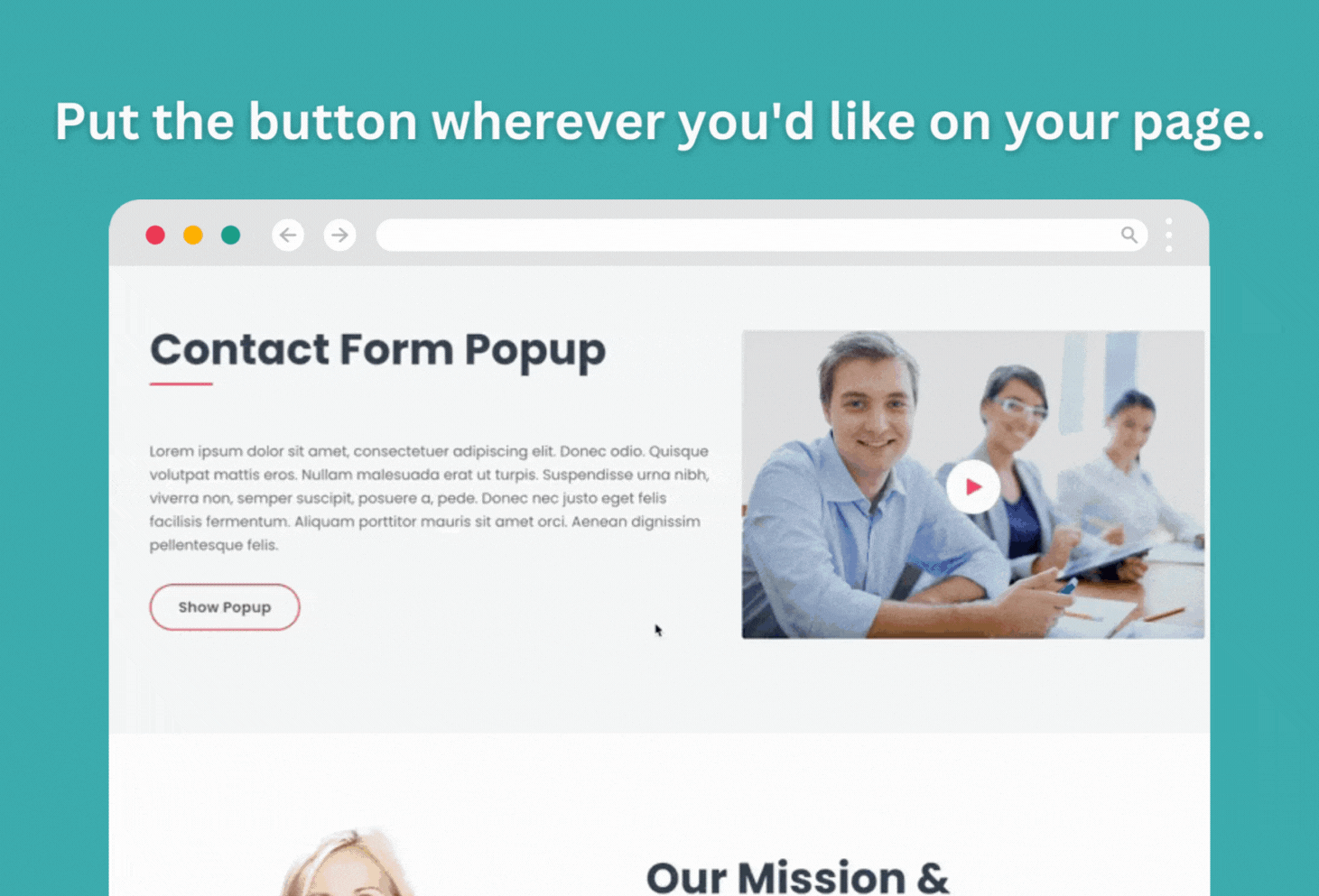 Contact Form 7 Popup plugin button.