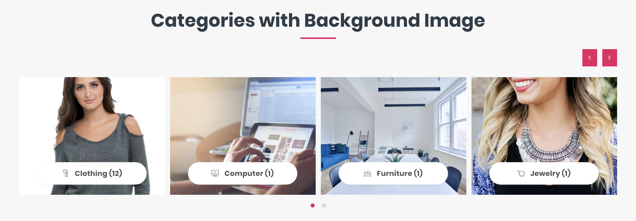 Categories with background image