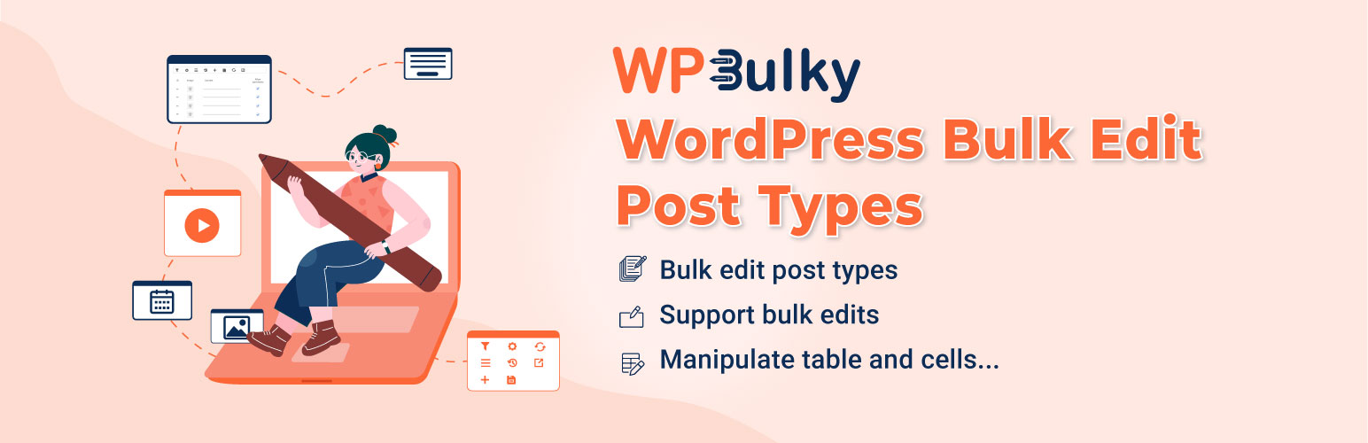 WordPress 外掛 WPBulky – WordPress Bulk Edit Post Types 的封面圖片。