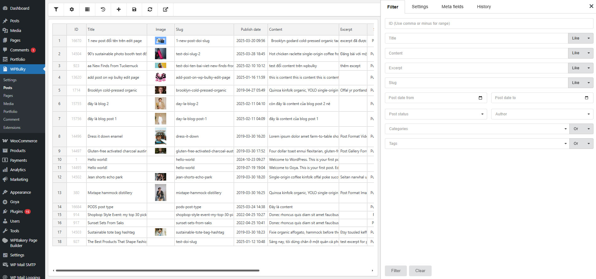 Bulk edit posts