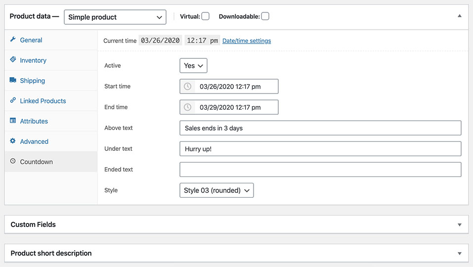 Countdown Timer for Product and Category Descriptions