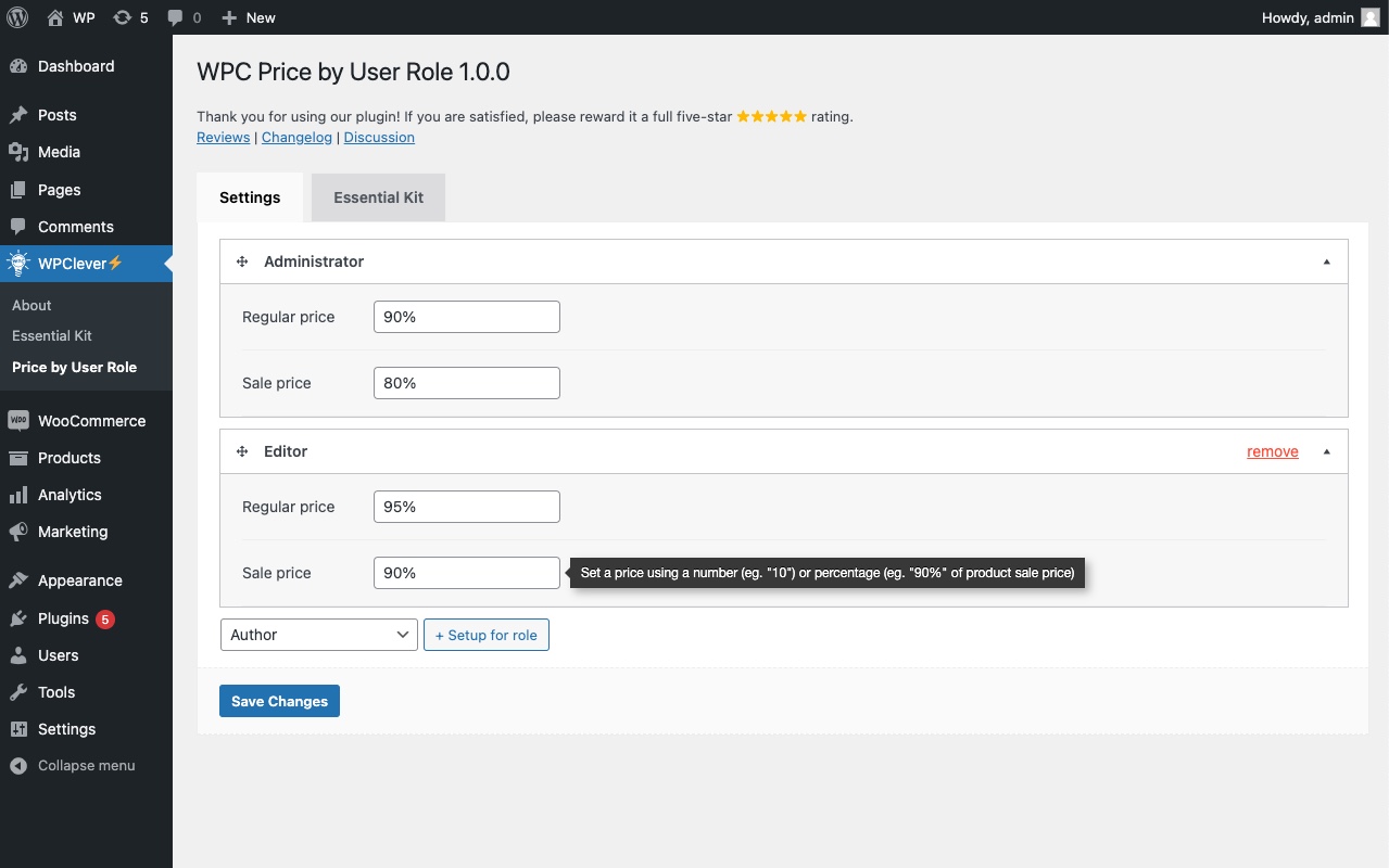 WPC Price by User Role for WooCommerce - Screenshot 1