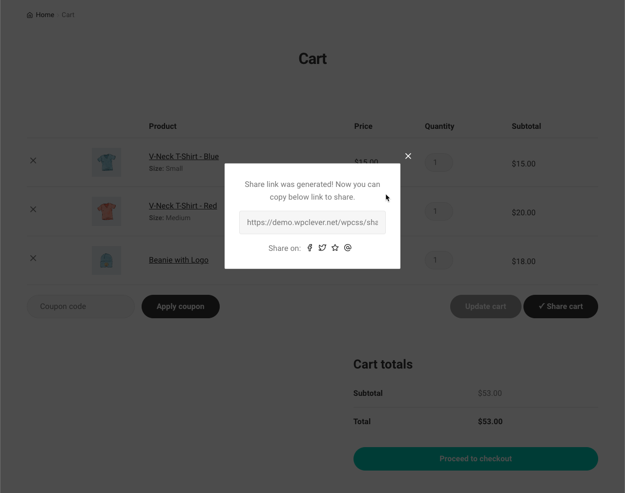 WPC Share Cart for WooCommerce