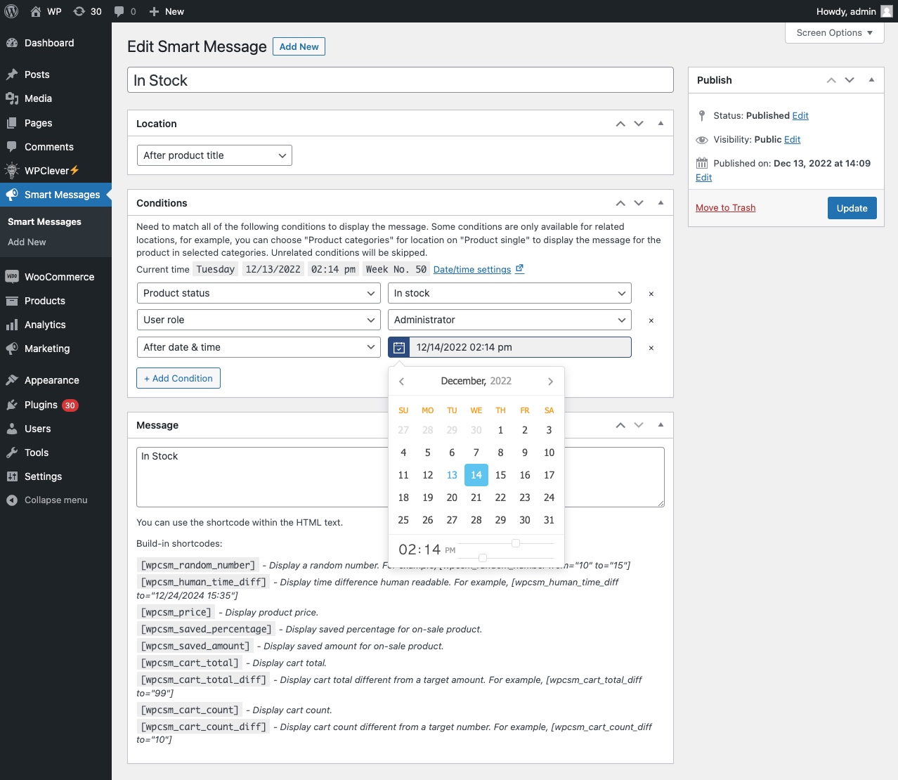 WPC Smart Messages for WooCommerce - Screenshot 1