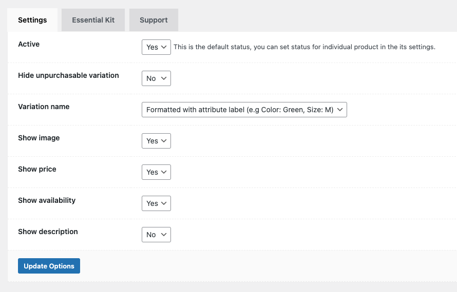 WPC Variations Table for WooCommerce