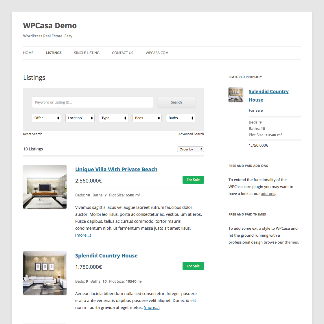 Listings archive