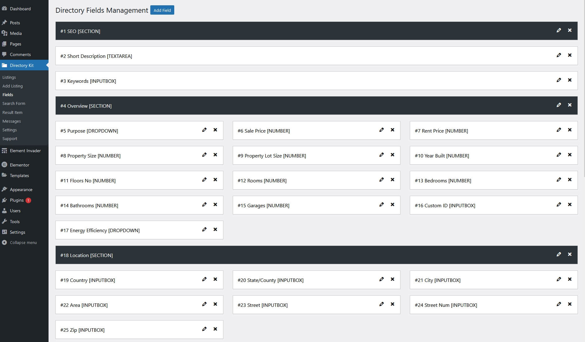 Directory Fields Management visually