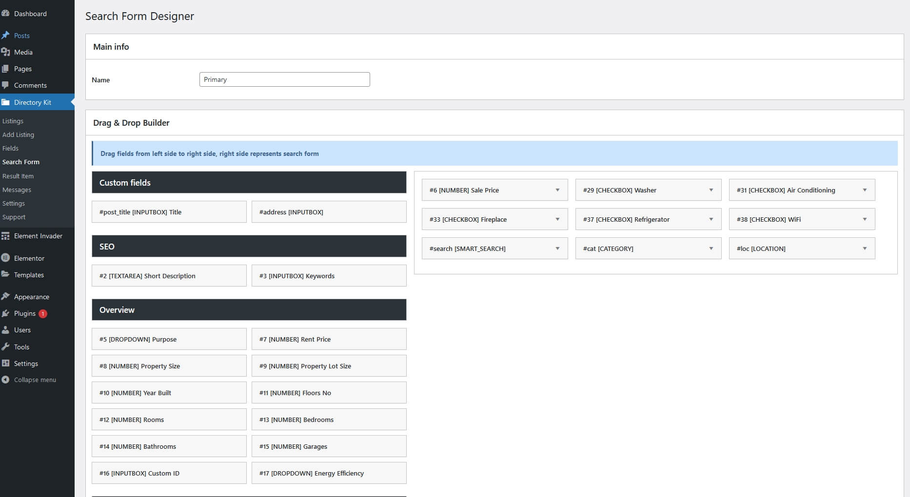 Directory Search Form Designer