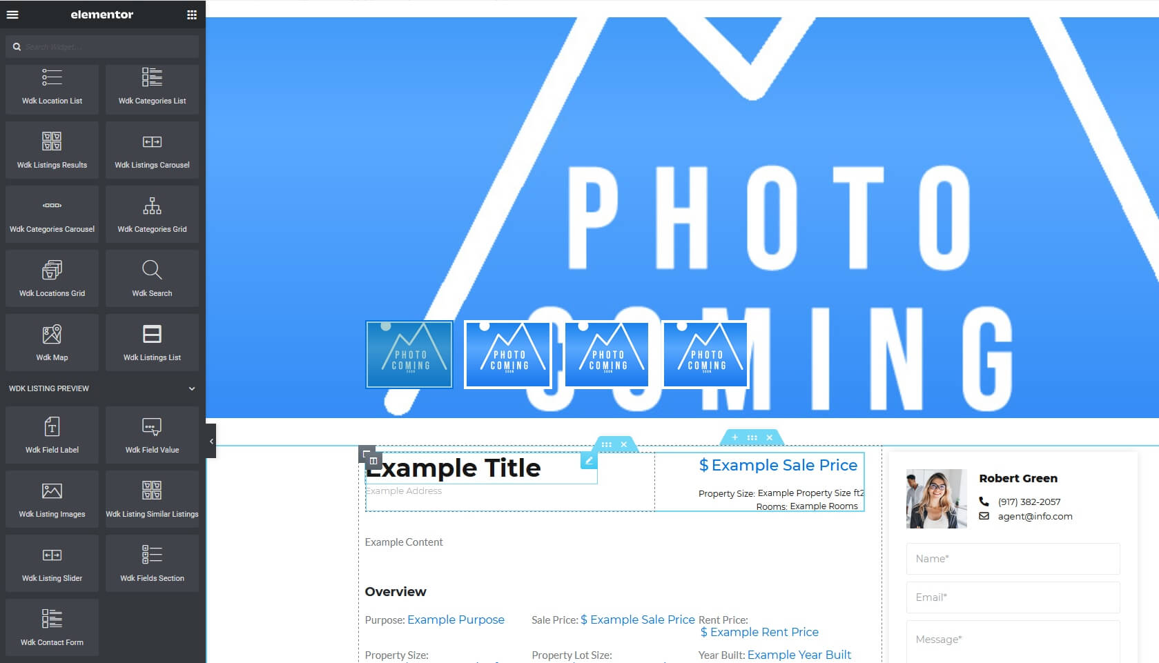 Elementor Listing Preview build visual builder