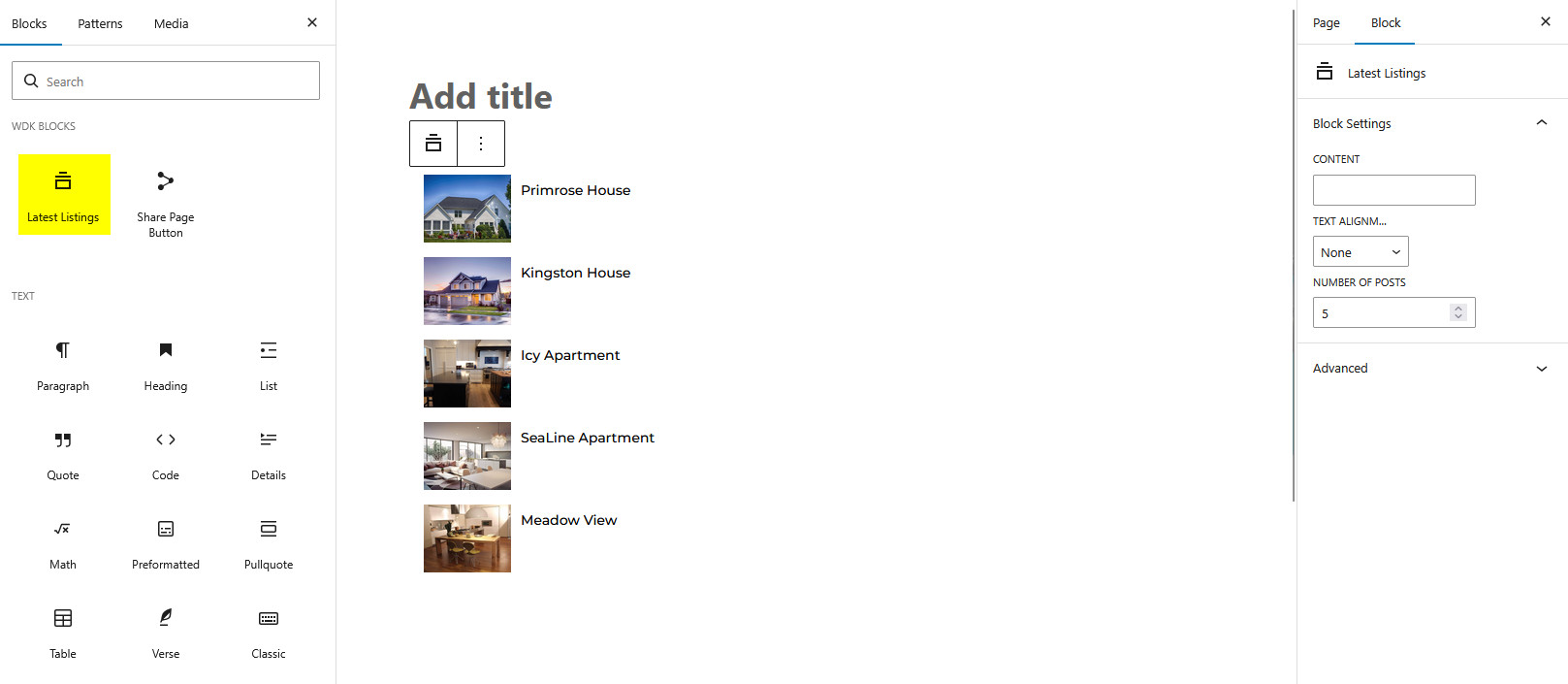 Block Latest Listings