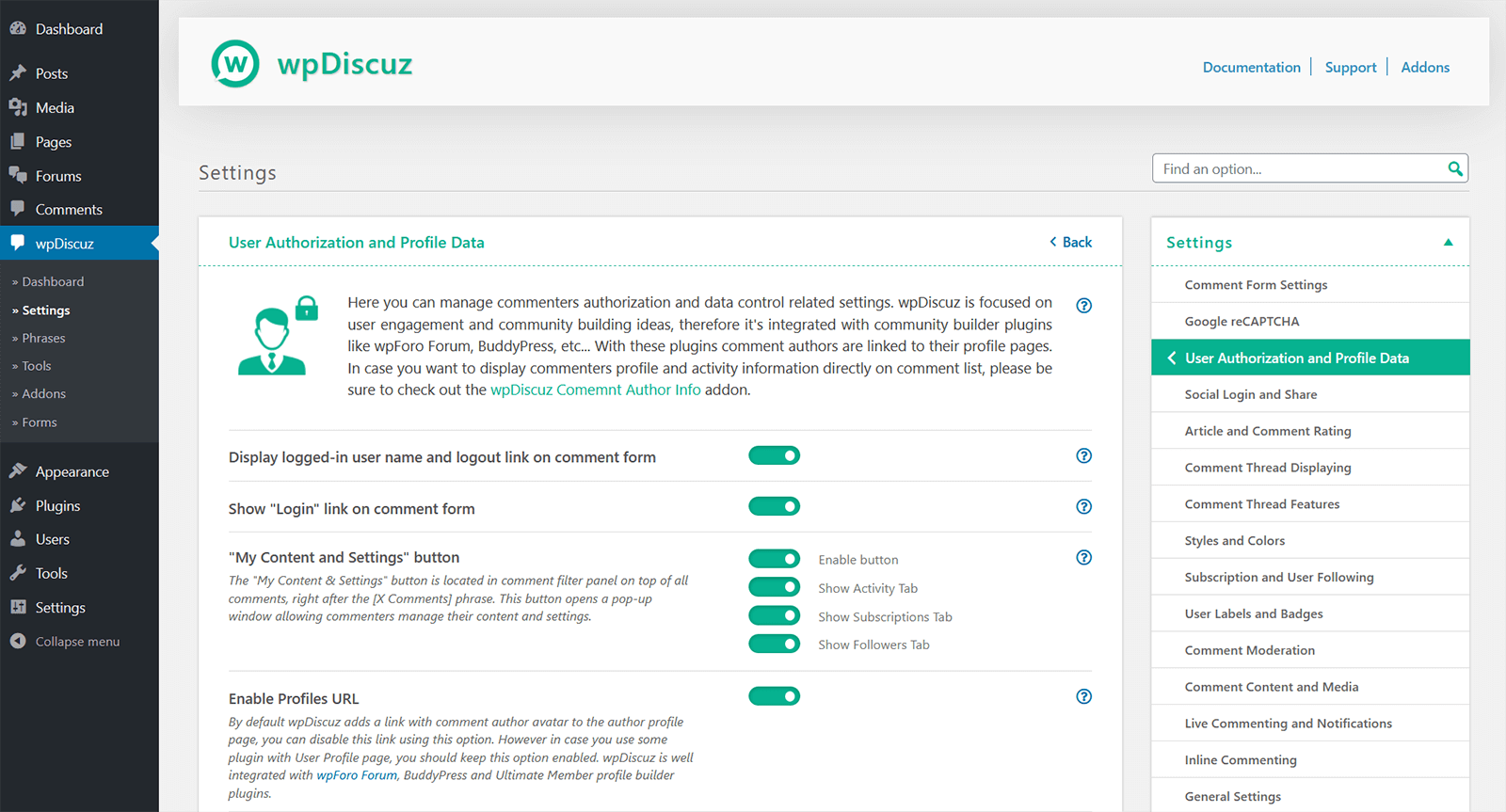 wpDiscuz Single Settings Page | Screenshot #12