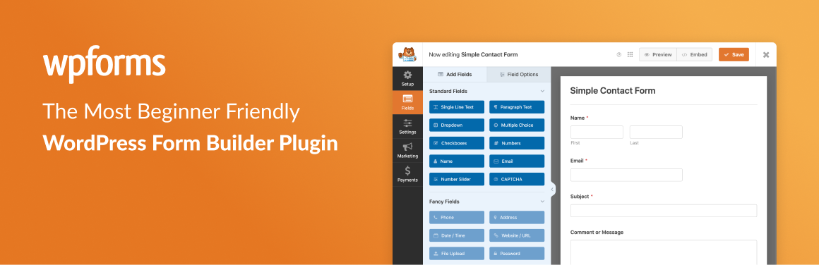 Formulário de contacto por WPForms - Drag Drop Form Builder for WordPress