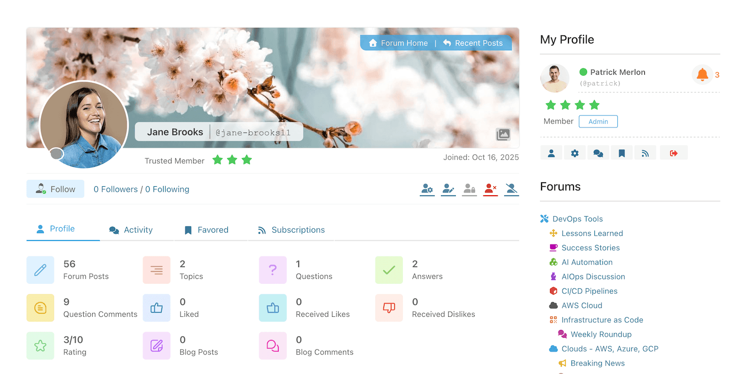 Member Profile Page with Tabs