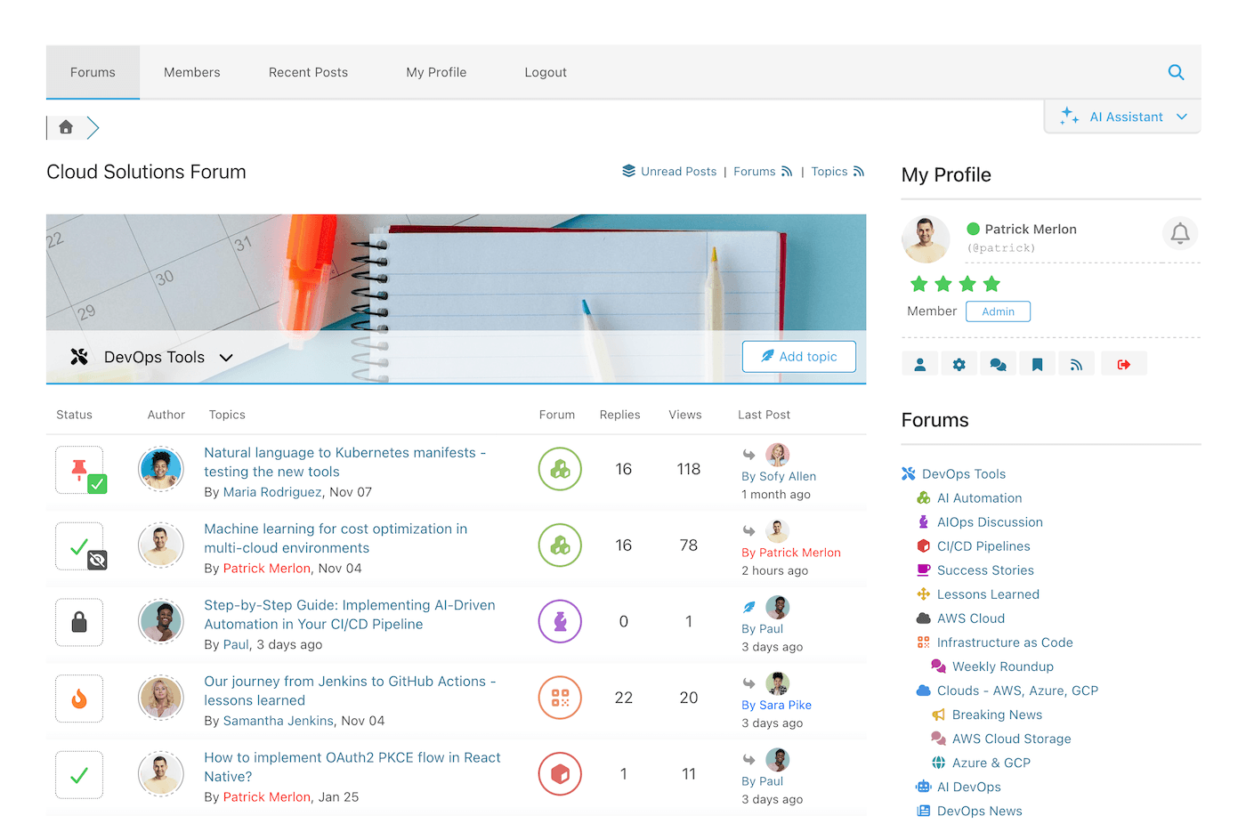 Threaded Forum Layout - Forums and Threads