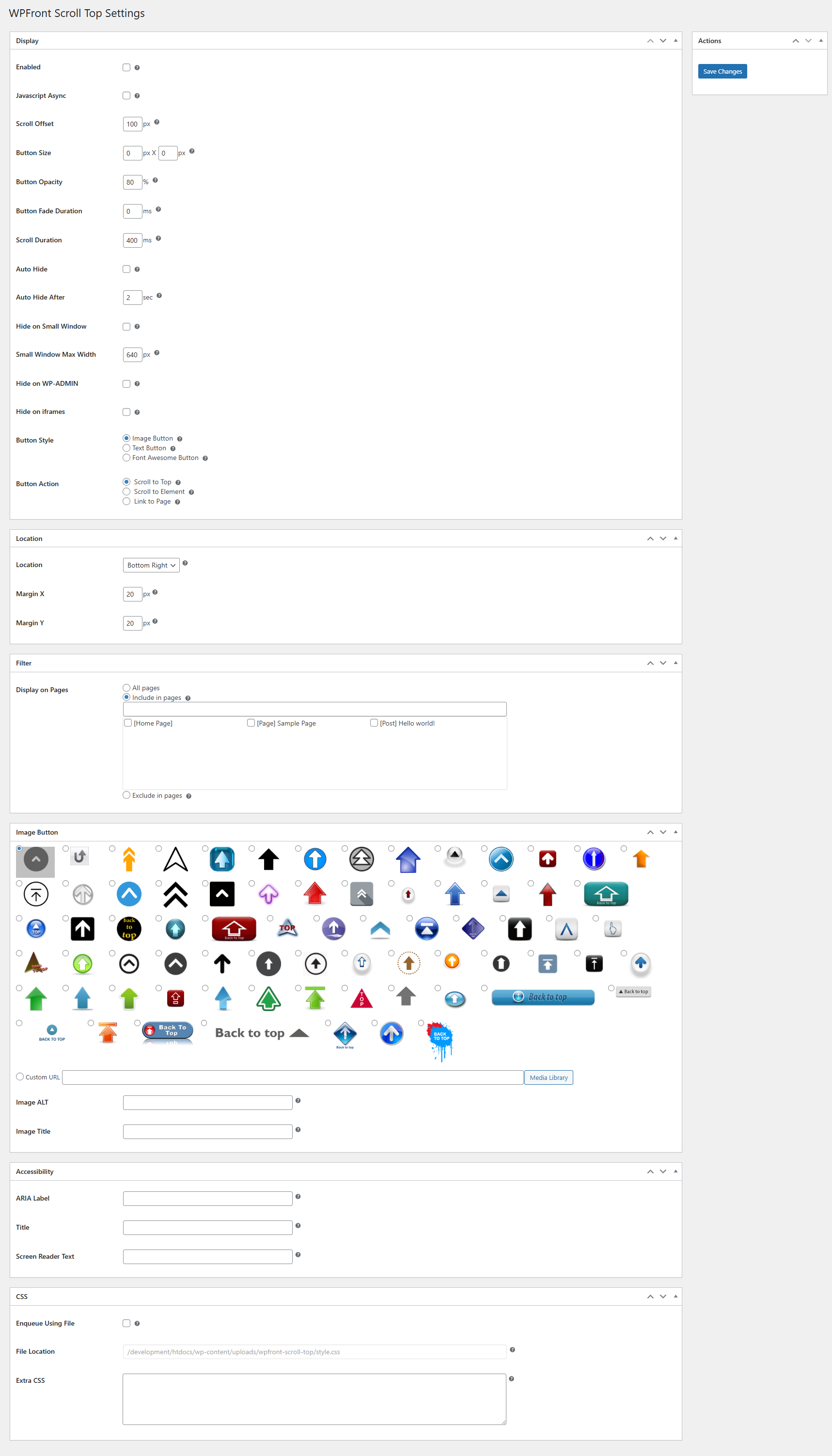 Página de configurações.
